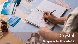  Presentation with planning - Beautiful presentation featuring close-up-of-unrecognizable-woman backdrop and a tawny brown colored foreground