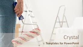  Presentation with roll - Presentation theme having close-up-of-unrecognizable-woman background and a sky blue colored foreground