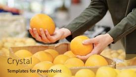  Presentation with market food - Presentation featuring close-up-of-unrecognizable-woman background and a yellow colored foreground