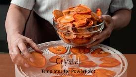  Presentation with snacks - Amazing slide set having close-up-of-unrecognizable-woman backdrop and a red colored foreground