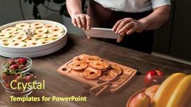  Presentation with snacks - Slides enhanced with close-up-of-unrecognizable-woman background and a tawny brown colored foreground