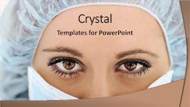  Presentation with medic - PPT theme having close-up of urgent medic eye female doctor background and a lemonade colored foreground