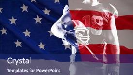  Presentation with american football - Colorful theme enhanced with close-up of us flag backdrop and a navy blue colored foreground