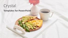  Presentation with cheddar - Colorful presentation theme enhanced with useful breakfast rich in vitamin backdrop and a white colored foreground