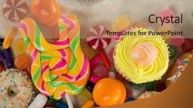  Presentation with confectionery - Theme featuring close-up of various confectionery on table background and a coral colored foreground