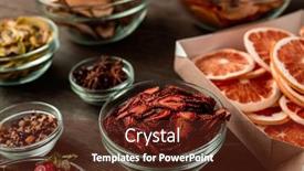  Presentation with fruits - Cool new slide deck with close-up-of-various-dried backdrop and a tawny brown colored foreground