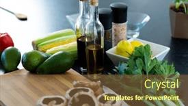  Presentation with healthy nutrition - Theme enhanced with close-up-of-vegetables-seasoning background and a tawny brown colored foreground