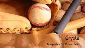  Presentation with vintage baseball - Slide deck with close up of vintage baseball background and a gold colored foreground