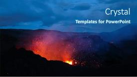  Presentation with volcano eruption - PPT theme with close-up-of-volcano-dramatic background and a ocean colored foreground