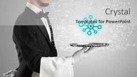  Presentation with social - Slide set consisting of close-up-of-waiter-serving background and a light gray colored foreground