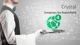  Presentation with social - PPT theme consisting of close-up-of-waiter-serving background and a light gray colored foreground
