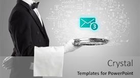  Presentation with social - PPT theme enhanced with close-up-of-waiter-serving background and a light gray colored foreground