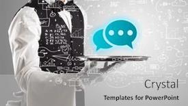  Presentation with social - PPT layouts featuring close-up-of-waiter-serving background and a light gray colored foreground