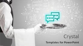  Presentation with social - Presentation consisting of close-up-of-waiter-serving background and a light gray colored foreground