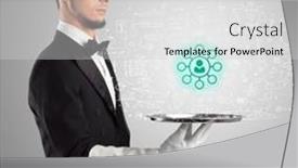  Presentation with social - Presentation with close-up-of-waiter-serving background and a light gray colored foreground