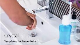  Presentation with under water - Presentation design enhanced with close up of washing hands background and a light gray colored foreground
