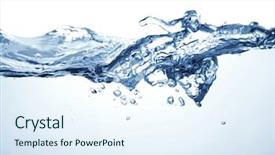  Presentation with many bubbles in water close - Presentation theme featuring close up of water splashing background and a sky blue colored foreground