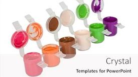  Presentation with watercolor - PPT theme enhanced with close-up of watercolor paints background and a sky blue colored foreground