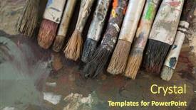  Presentation with paint - Colorful PPT theme enhanced with close-up-of-watercolor-paints backdrop and a tawny brown colored foreground