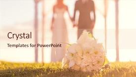 Presentation with bride and groom at wedding - Colorful PPT theme enhanced with close up of wedding bouquet backdrop and a lemonade colored foreground
