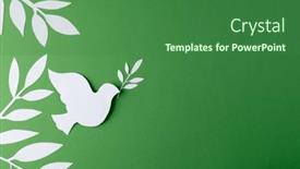 Presentation with white dove - Presentation design consisting of close-up-of-white-dove background and a forest green colored foreground