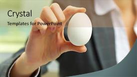  Presentation with egg - Audience pleasing PPT layouts consisting of close-up of white egg backdrop and a  colored foreground