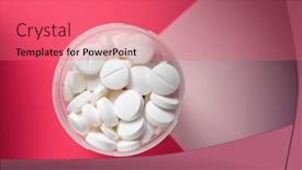  Presentation with plastic - Presentation design having close-up-of-white-medicine background and a coral colored foreground