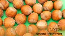  Presentation with hazelnuts - PPT layouts enhanced with close-up-of-whole-hazelnuts background and a gold colored foreground