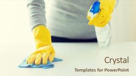  Presentation with cleaning - Presentation theme consisting of close up of woman cleaning background and a  colored foreground
