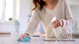  Presentation with spray - PPT layouts consisting of close-up-of-woman-doing background and a soft green colored foreground