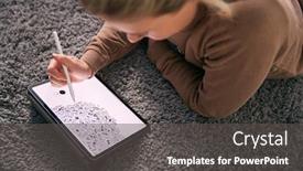  Presentation with digital pen - PPT theme with close-up-of-woman-drawing background and a dark gray colored foreground