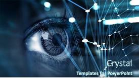  Presentation with scanning - Cool new theme with close-up-of-woman-eye backdrop and a ocean colored foreground