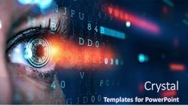  Presentation with process - Slide deck having close-up-of-woman-eye background and a navy blue colored foreground