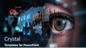  Presentation with process - Slide deck having close-up-of-woman-eye background and a navy blue colored foreground