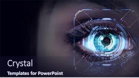  Presentation with scanning - Slide set having close-up-of-woman-eye background and a wine colored foreground