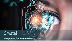  Presentation with sewing process close up - Presentation consisting of close-up-of-woman-eye background and a ocean colored foreground