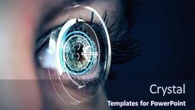  Presentation with process - Presentation theme with close-up-of-woman-eye background and a navy blue colored foreground