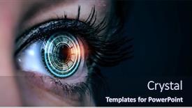  Presentation with scanning - Beautiful presentation featuring close-up-of-woman-eye backdrop and a navy blue colored foreground