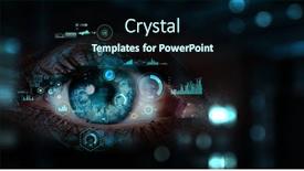  Presentation with scanning - Presentation theme having close-up-of-woman-eye background and a wine colored foreground