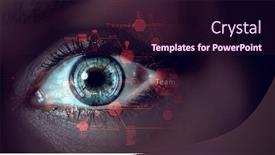  Presentation with scanning - Presentation theme having close-up-of-woman-eye background and a wine colored foreground