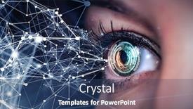  Presentation with scanning - Colorful presentation theme enhanced with close-up-of-woman-eye backdrop and a ocean colored foreground