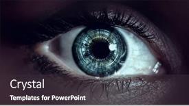  Presentation with scanning - Colorful PPT layouts enhanced with close-up-of-woman-eye backdrop and a dark gray colored foreground
