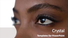  Presentation with human eye - Amazing slide set having close up of woman eyes backdrop and a tawny brown colored foreground