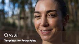  Presentation with shining light - Cool new PPT theme with close-up-of-woman-face backdrop and a tawny brown colored foreground