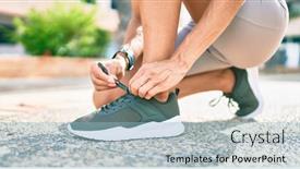  Presentation with feet - Amazing slide set having close-up-of-woman-feet backdrop and a light blue colored foreground