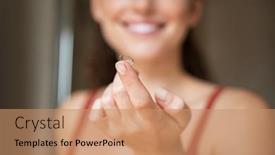  Presentation with eyesight - PPT layouts having close-up-of-woman-finger background and a coral colored foreground