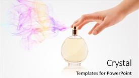 Presentation with perfume - Audience pleasing presentation theme consisting of woman hands spraying perfume backdrop and a white colored foreground