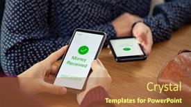  Presentation with cashless - Theme having close-up-of-woman-hands background and a red colored foreground