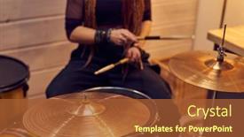  Presentation with drums - Theme with close-up-of-woman-holding background and a red colored foreground