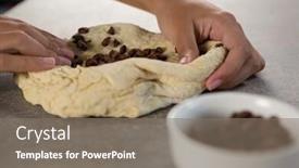  Presentation with dough - Amazing slides having close-up-of-woman-kneading backdrop and a gray colored foreground